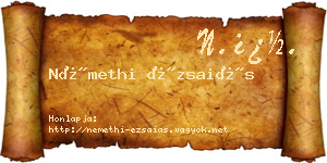 Némethi Ézsaiás névjegykártya